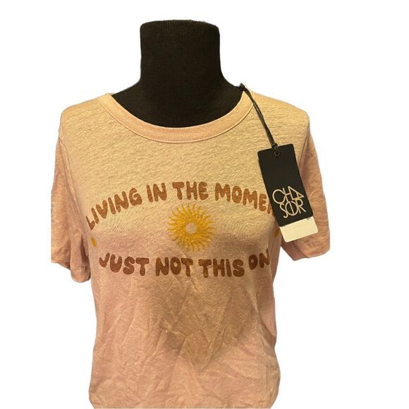 NWT Chaser Living In the Moment linen boxy short sleeve tee S - Picture 3 of 9